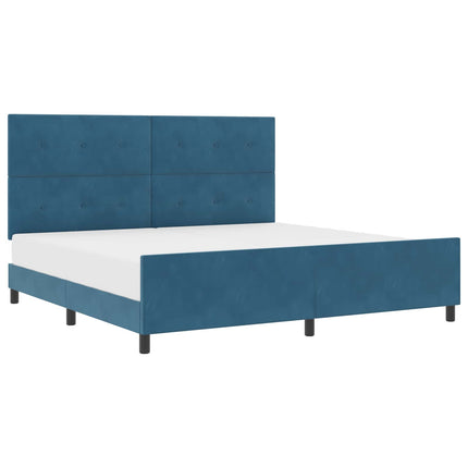 Box spring seng med hovedgærde Mørk blå 200 x 200 cm Fløjl