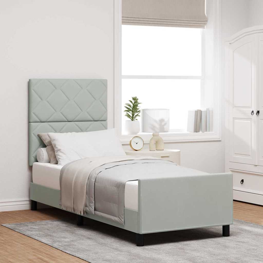 Box spring seng med hovedgrde Lysegr 80 x 200 cm Fljl