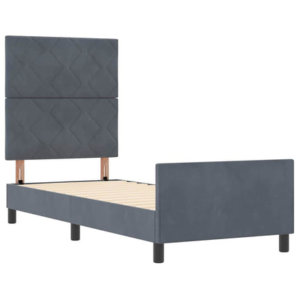 Box spring seng med hovedgærde Mørkegrå 80 x 200 cm Fløjl