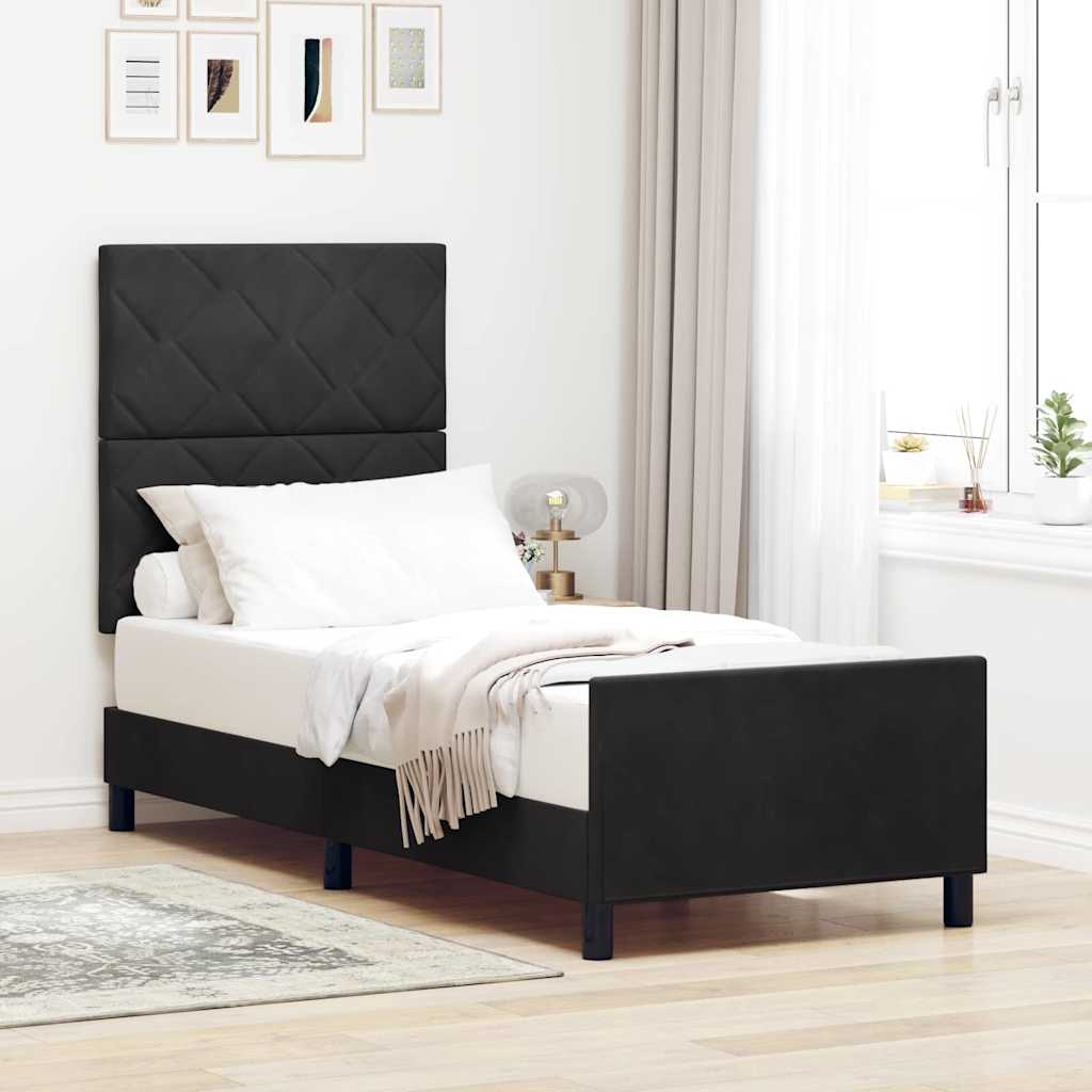 Box spring seng med hovedgrde Sort 80 x 200 cm Fljl
