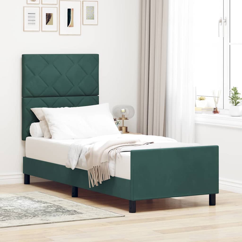 Box spring seng med hovedgrde Mrkegrn 80 x 200 cm Fljl