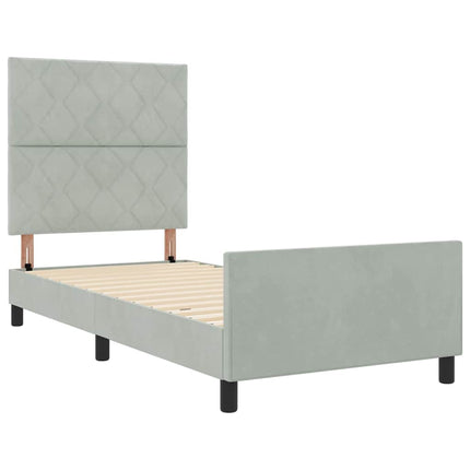 Box spring seng med hovedgærde Lysegrå 90 x 190 cm Fløjl
