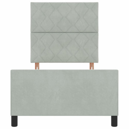 Box spring seng med hovedgærde Lysegrå 90 x 190 cm Fløjl
