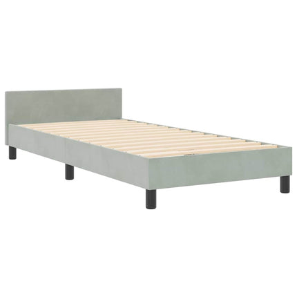 Box spring seng med hovedgærde Lysegrå 90 x 200 cm Fløjl