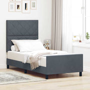 Box spring seng med hovedgærde Mørkegrå 90 x 200 cm Fløjl