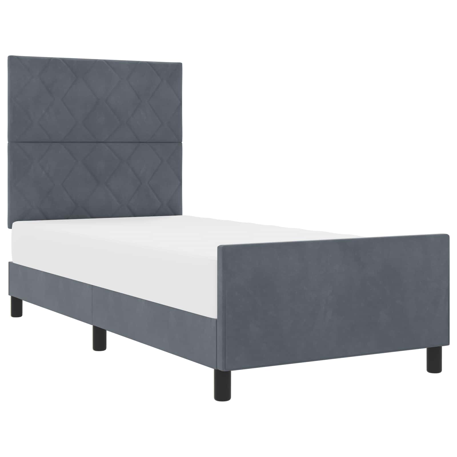 Box spring seng med hovedgærde Mørkegrå 90 x 200 cm Fløjl