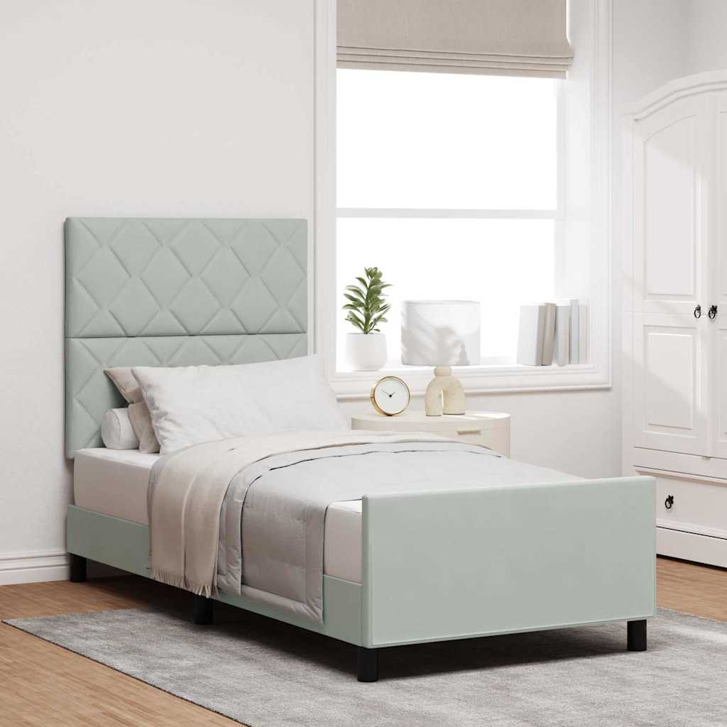 Box spring seng med hovedgrde Lysegr 100 x 200 cm Fljl