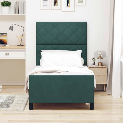 Box spring seng med hovedgærde Mørkegrøn 100 x 200 cm Fløjl