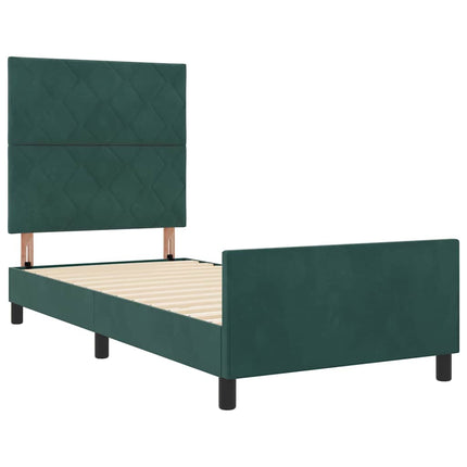 Box spring seng med hovedgærde Mørkegrøn 100 x 200 cm Fløjl