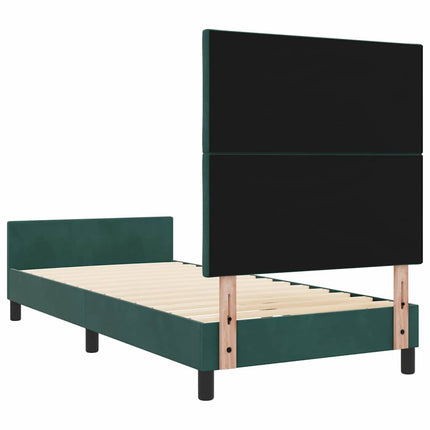 Box spring seng med hovedgærde Mørkegrøn 100 x 200 cm Fløjl