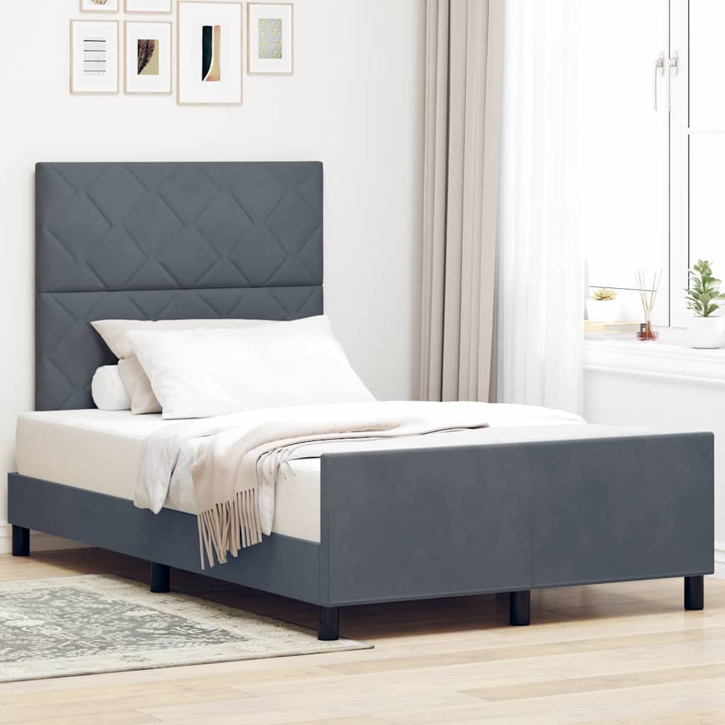 Box spring seng med hovedgrde Mrkegr 120 x 190 cm Fljl