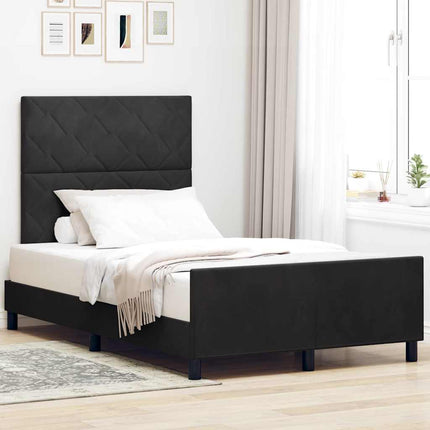 Box spring seng med hovedgærde Sort 120 x 200 cm Fløjl