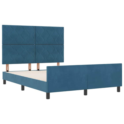 Box spring seng med hovedgærde Mørk blå 140 x 190 cm Fløjl