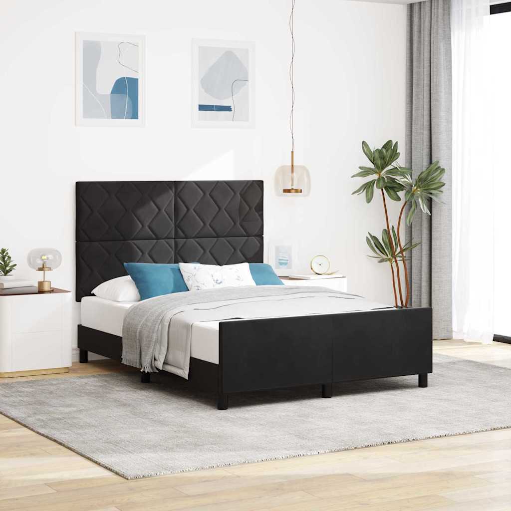 Box spring seng med hovedgrde Sort 140 x 200 cm Fljl