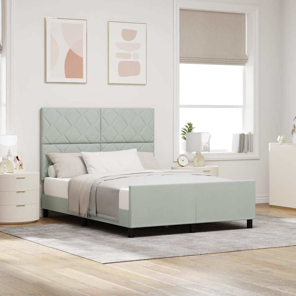 Box spring seng med hovedgrde Lysegr 160 x 200 cm Fljl