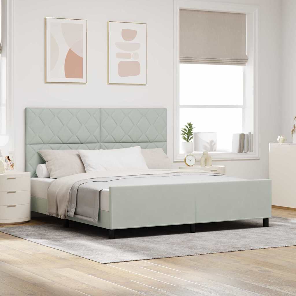 Box spring seng med hovedgrde Lysegr 180 x 200 cm Fljl
