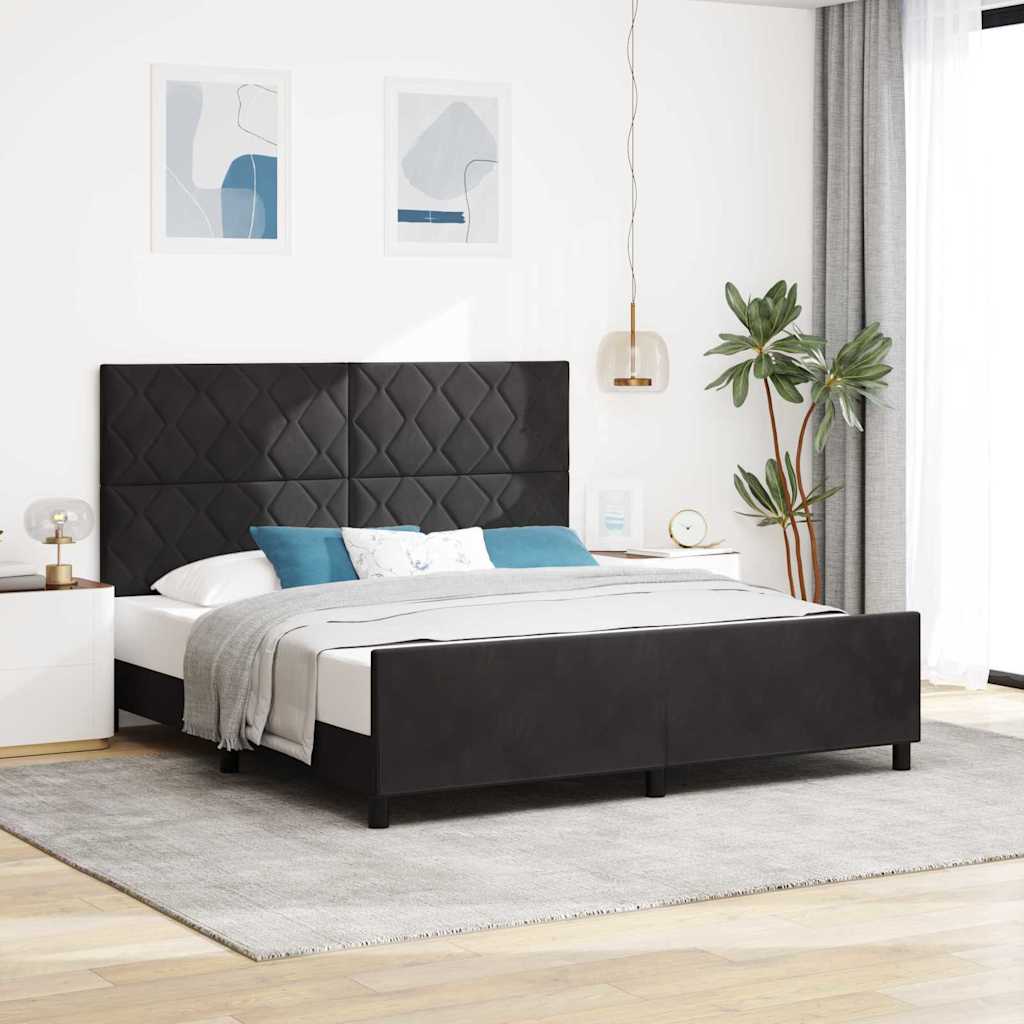 vidaXL Box spring seng med hovedgærde Sort 180 x 200 cm Fløjl