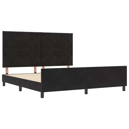 Box spring seng med hovedgærde Sort 180 x 200 cm Fløjl