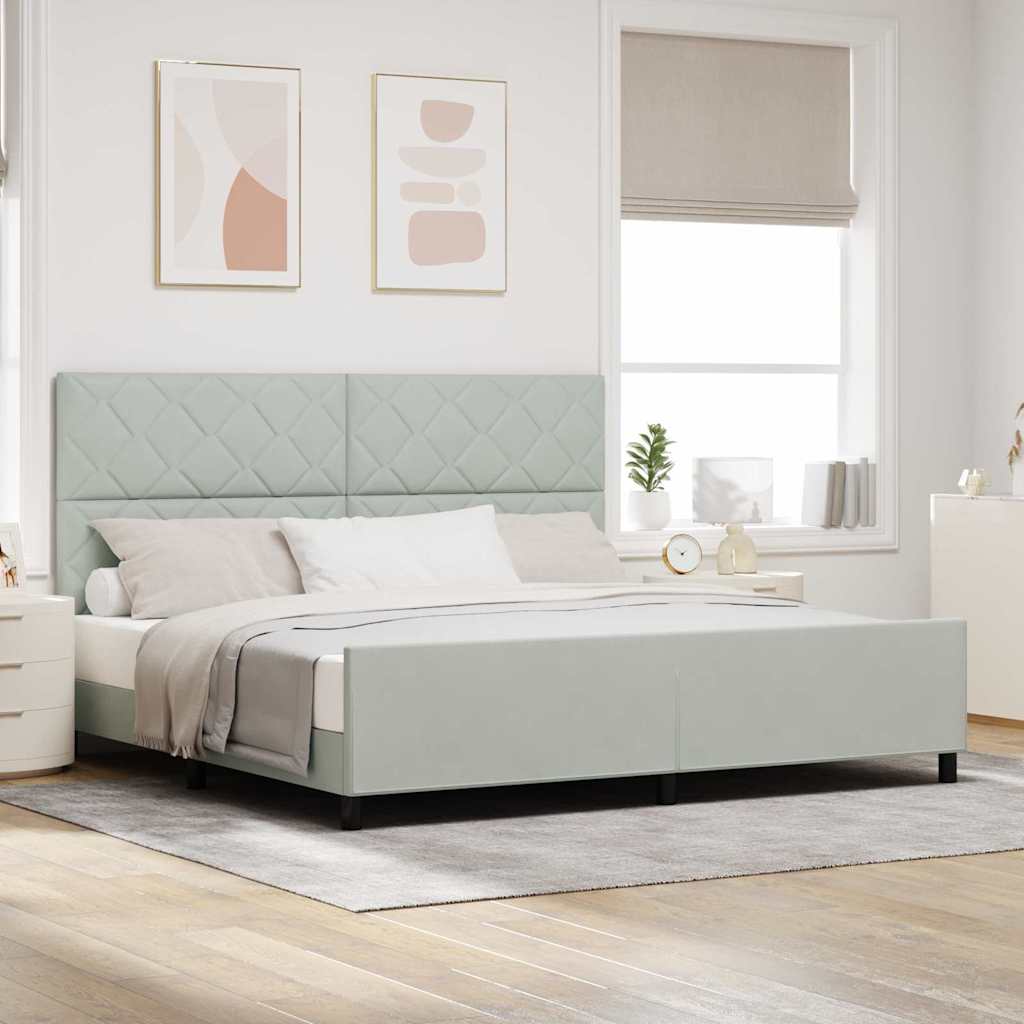 Box spring seng med hovedgrde Lysegr 200 x 200 cm Fljl