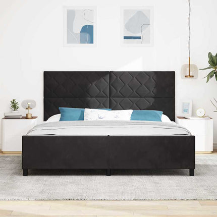 Box spring seng med hovedgærde Sort 200 x 200 cm Fløjl