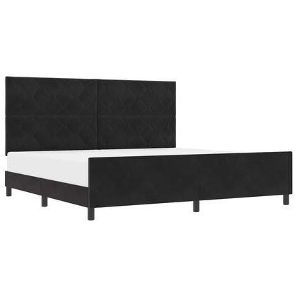 Box spring seng med hovedgærde Sort 200 x 200 cm Fløjl