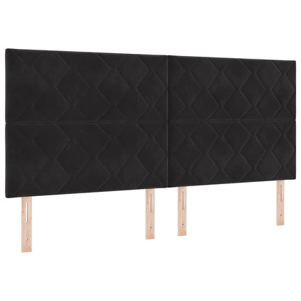 Box spring seng med hovedgærde Sort 200 x 200 cm Fløjl