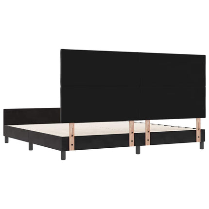 Box spring seng med hovedgærde Sort 200 x 200 cm Fløjl