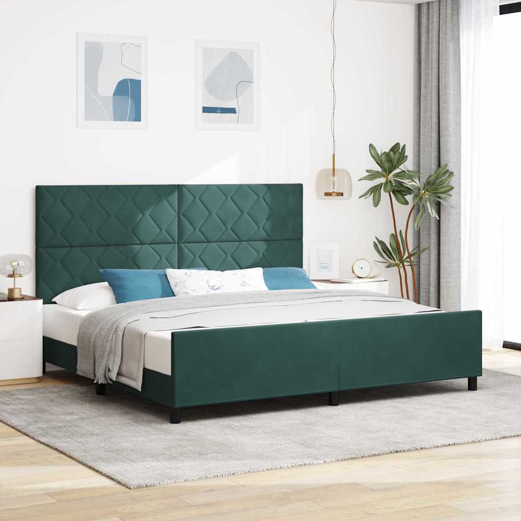 Box spring seng med hovedgrde Mrkegrn 200 x 200 cm Fljl