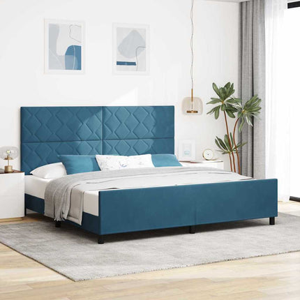 Box spring seng med hovedgærde Mørk blå 200 x 200 cm Fløjl