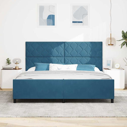 Box spring seng med hovedgærde Mørk blå 200 x 200 cm Fløjl