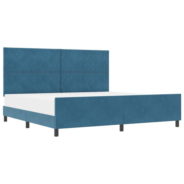 Box spring seng med hovedgærde Mørk blå 200 x 200 cm Fløjl