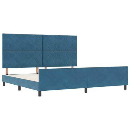 Box spring seng med hovedgærde Mørk blå 200 x 200 cm Fløjl