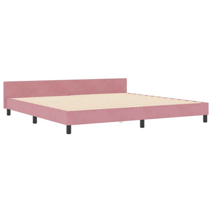 Box spring seng med hovedgærde Lyserød 200 x 200 cm Fløjl