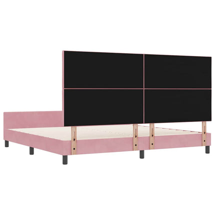 Box spring seng med hovedgærde Lyserød 200 x 200 cm Fløjl