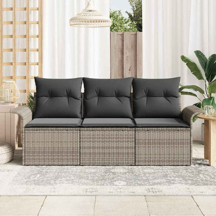 Havesofa Sæt 3 stk. Grå Poly rattan