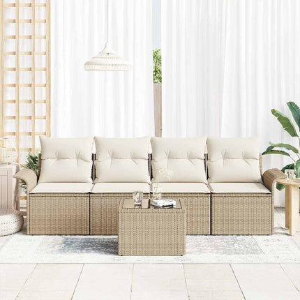 Havesofa Sæt 5 stk. Beige og creme polyrattan