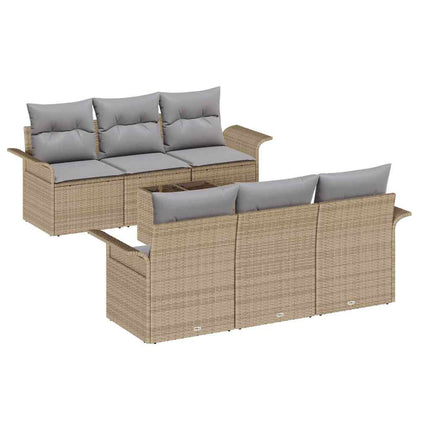 Havesofa Sæt 7 stk. Beige og grå polyrattan