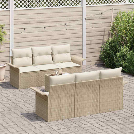 Havesofa Sæt 7 stk. Beige og creme polyrattan