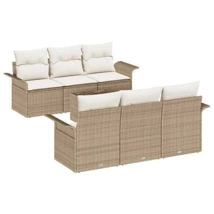 Havesofa Sæt 7 stk. Beige og creme polyrattan