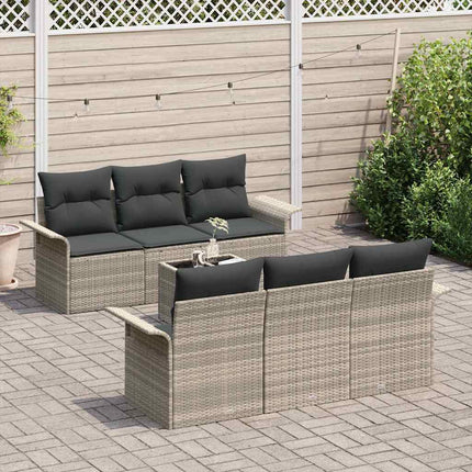 Havesofa Sæt 7 stk. Lysegrå og mørkegrå polyrattan