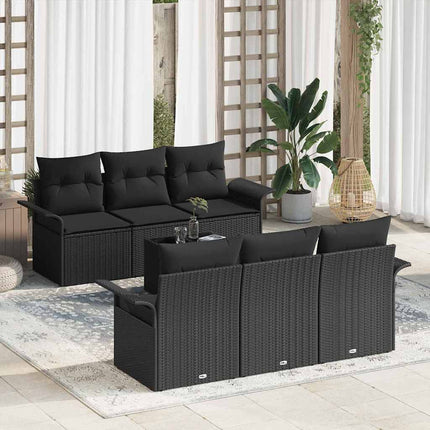 Havesofa Sæt 7 stk. Sort polyrattan