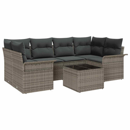 Havesofa Sæt 7 pcs 6-Seater Grå polyrattan