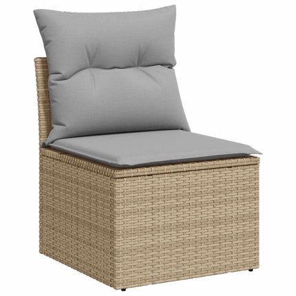 Havesofa Sæt 7 pcs 6-Seater Beige og grå polyrattan