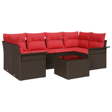 Havesofa Sæt 7 stk. Beige og Rød polyrattan
