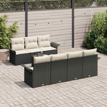 Havesofa Sæt 8 stk. 7-Antal sæder Sort og Cream polyrattan