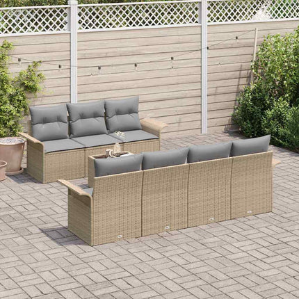 Havesofa Sæt 8 stk. 7-Antal sæder Beige og grå polyrattan