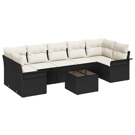 Havesofa Sæt 8 stk. Sort og Cream polyrattan