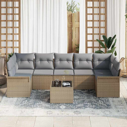 Havesofa Sæt 8 stk. Beige og grå polyrattan