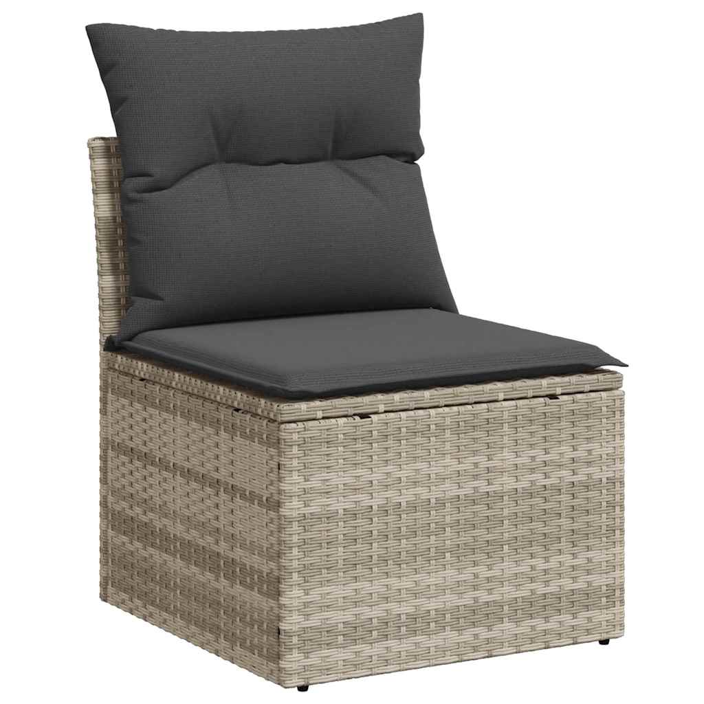 Havesofa Sæt med pude 8 pcs Lysegrå og mørkegrå polyrattan