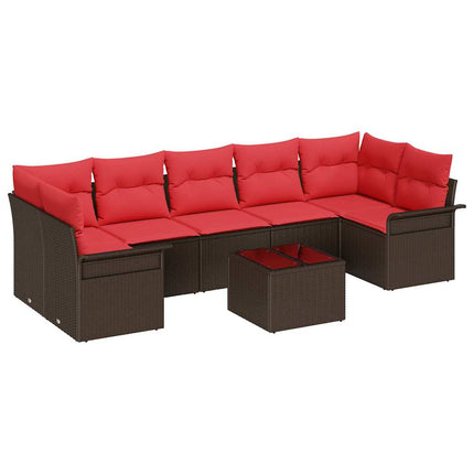 Havesofa Sæt 8 stk. Beige og Rød polyrattan